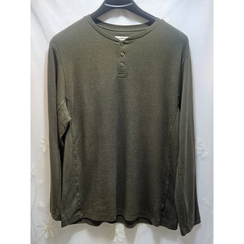 Magellan Outdoors Mens 2XL Green Sweater Ribbed Stretchy Classic Fit Lightweight